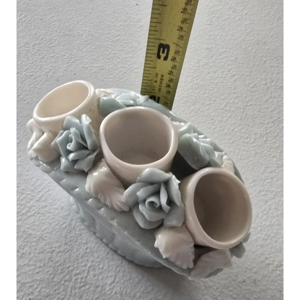 Lipstick Holder Floral 3 Tubes Japan Porcelain